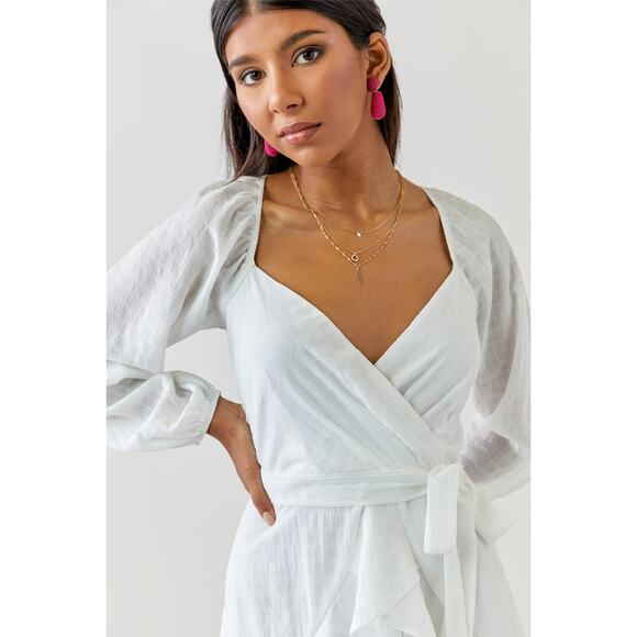 Hannah Textured Front Tie Mini Dress Women's 3x White NWT - Picture 4 of 11